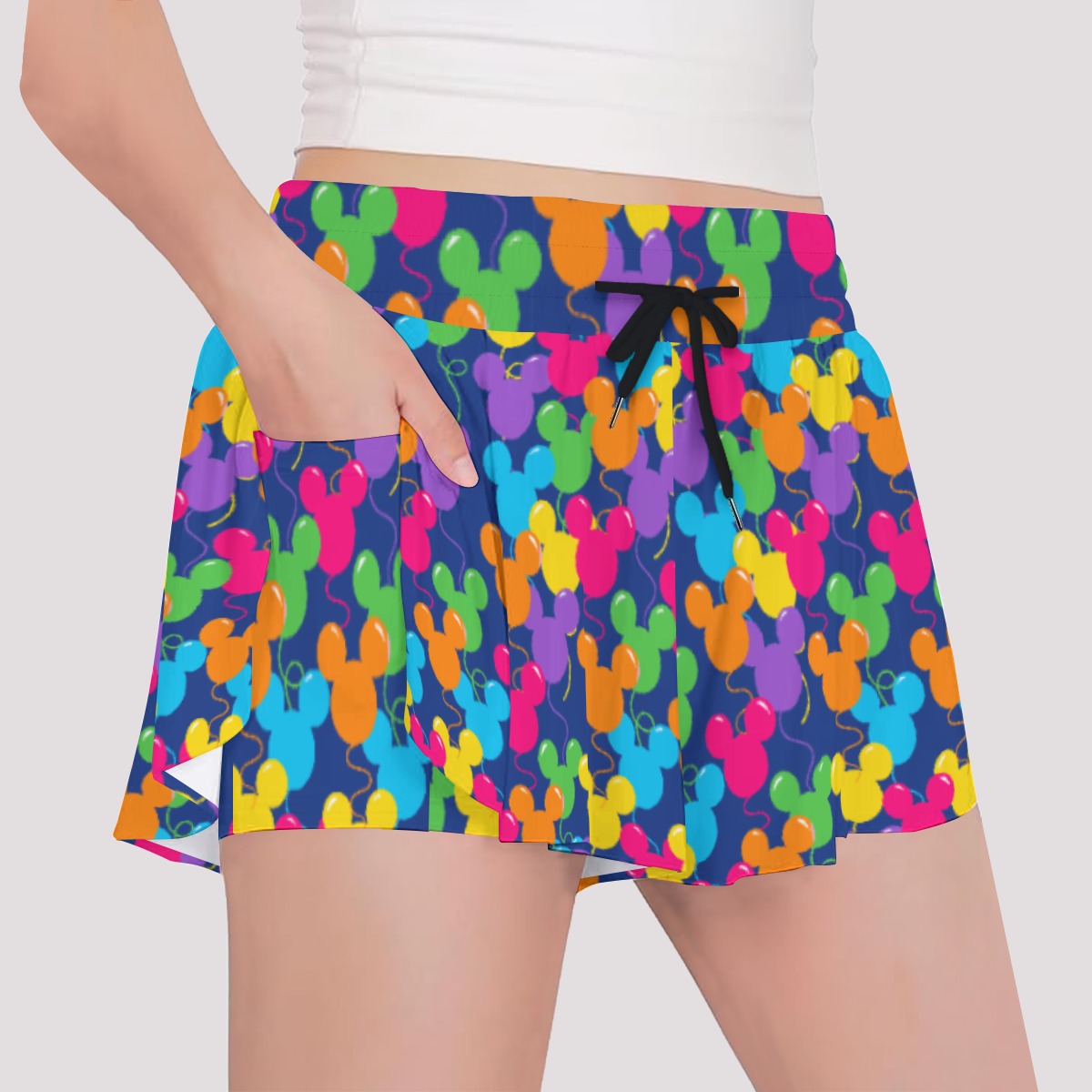 Bright Mouse Ear Balloons - Girls’ Flowy Pocket Shorts