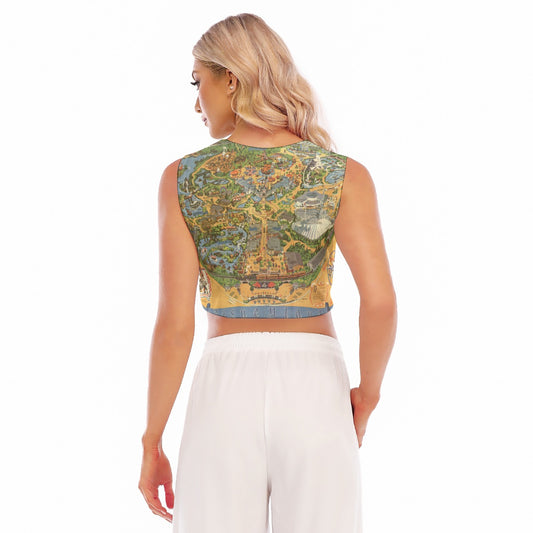 Vintage Theme Park Map - Women’s Sleeveless Cropped Tee
