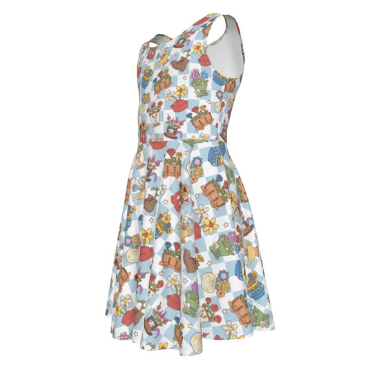 Flourishing Fairytale Pots - Kid's Sleeveless Skater Dress