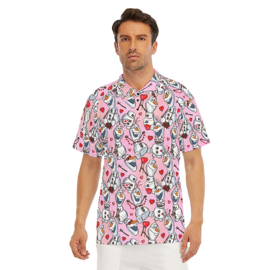 Sketched Snowman Valentine’s Day - Men's Polo Shirt