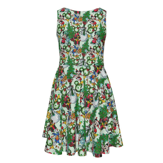 Mouse Friends Christmas Decorationsions - Kid's Sleeveless Skater Dress