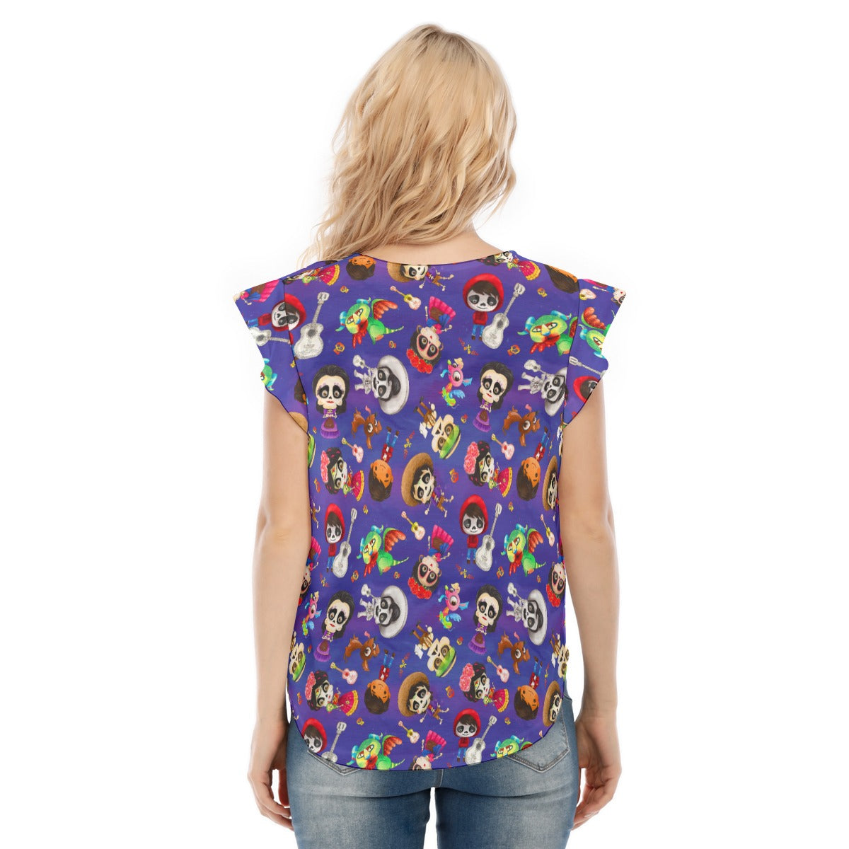 Poco Loco Día de Muertos - Women’s Flutter Sleeve Top