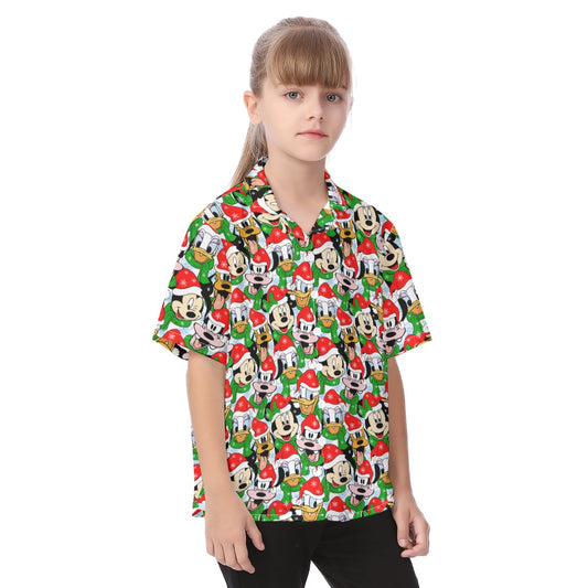 Mouse Friends in Santa HatsHats - Kid's Hawaiian Button Up Shirt