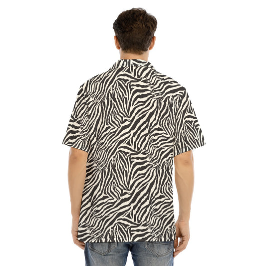 Animal Print - Zebra - Men's Hawaiian Button Up Shirt