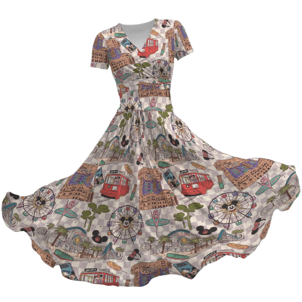 Original DCA - Women's V-Neck Ruched Midi Dress