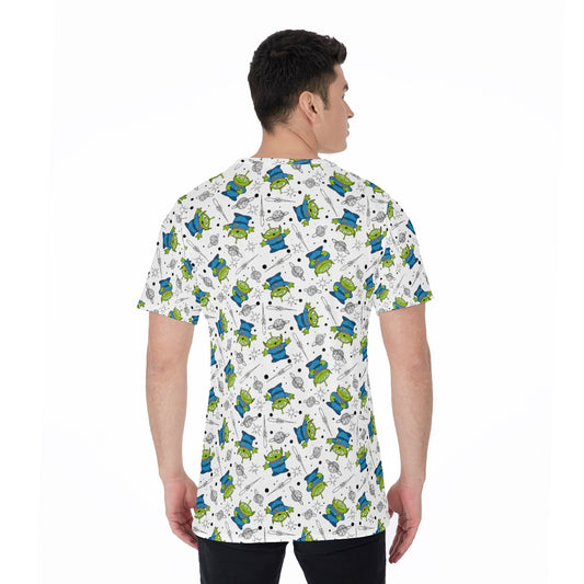 Playful Green Aliens on White - Men's Short Sleeve T-Shirt