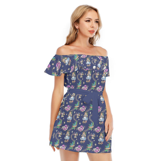 Whimsical Enchanted Forest - Women's Off-shoulder Ruffle Dress