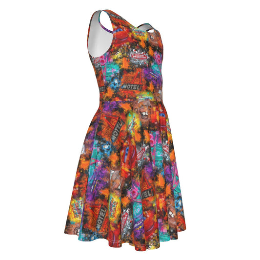 Watercolor Racing Adventure - Kid's Sleeveless Skater Dress