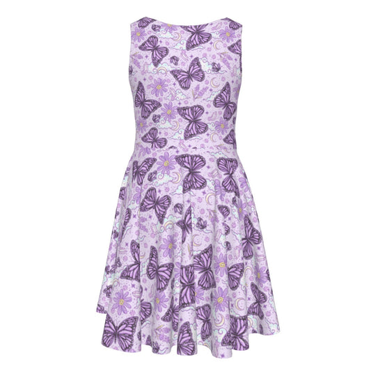 Lavender Butterflies - Kid's Sleeveless Skater Dress