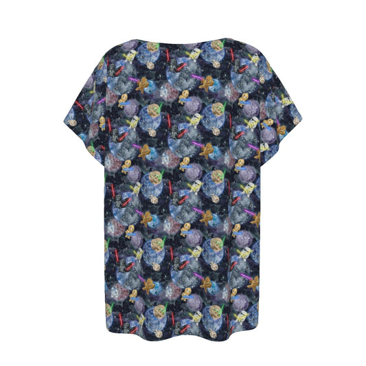 Watercolor Cosmic Battle - Women’s Relaxed Fit Scoop Tee