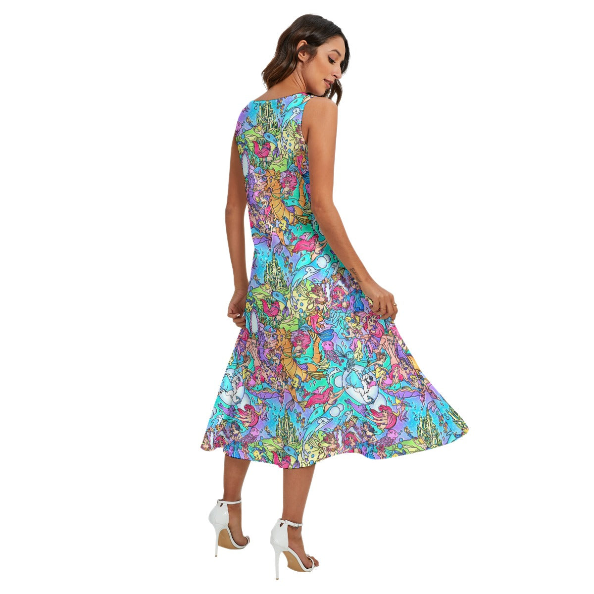 Under the Sea Storybook Scenes - Women’s Diagonal Pocket Midi Dress