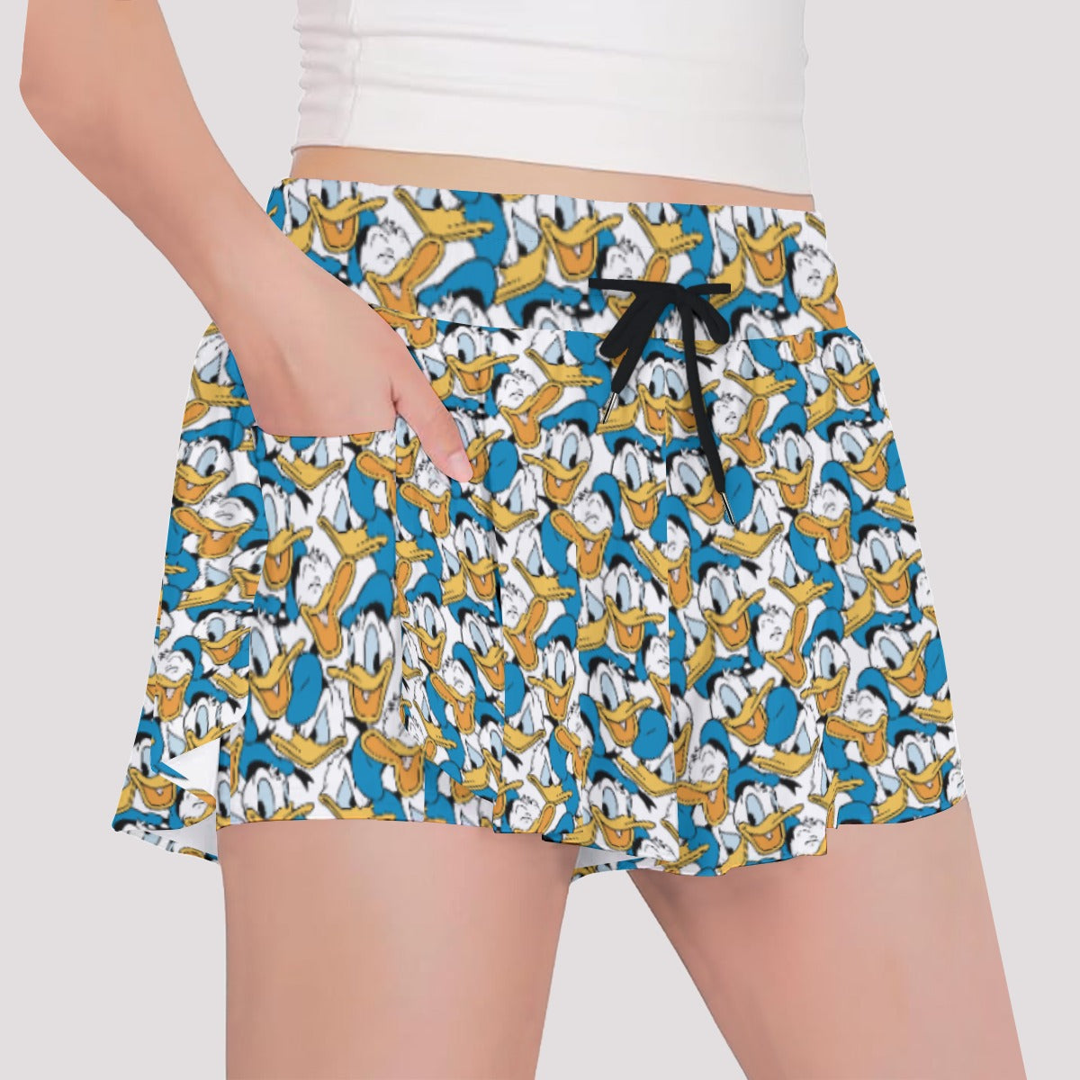Many Faces of Feisty Duck - Girls’ Flowy Pocket Shorts