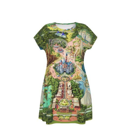 Colorful Theme Park Map - Women's T-Shirt Dress