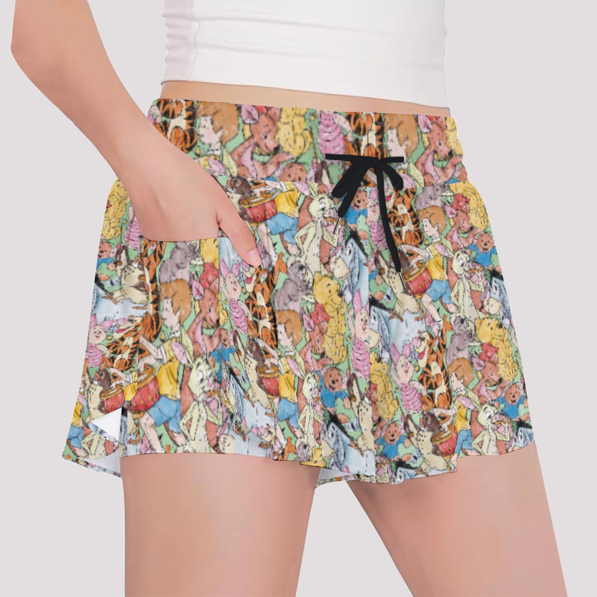 Sketched Hundred Acre Crew - Girls’ Flowy Pocket Shorts