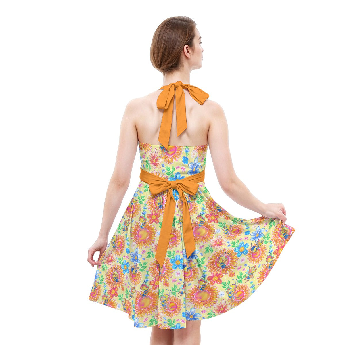 Buzzing Garden Buddy - Women's Halter Vintage Pocket Dress