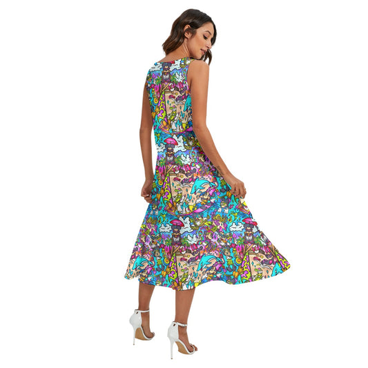 Island Beach Bash - Women’s Diagonal Pocket Midi Dress