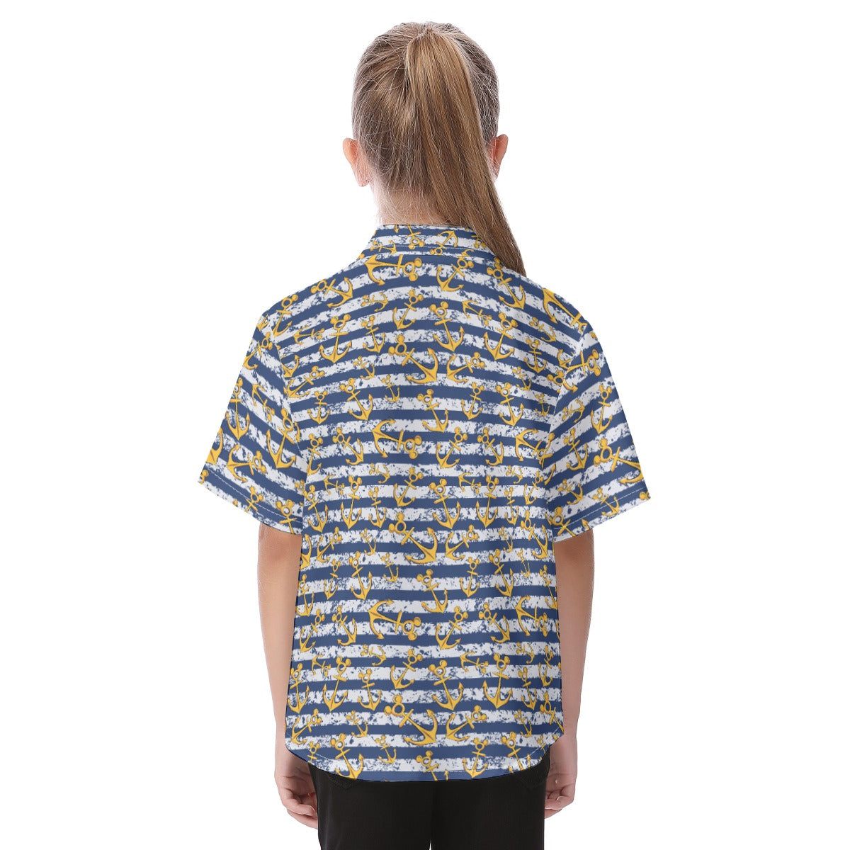 Nautical Mouse Ear Anchors - Kid's Hawaiian Button Up Shirt