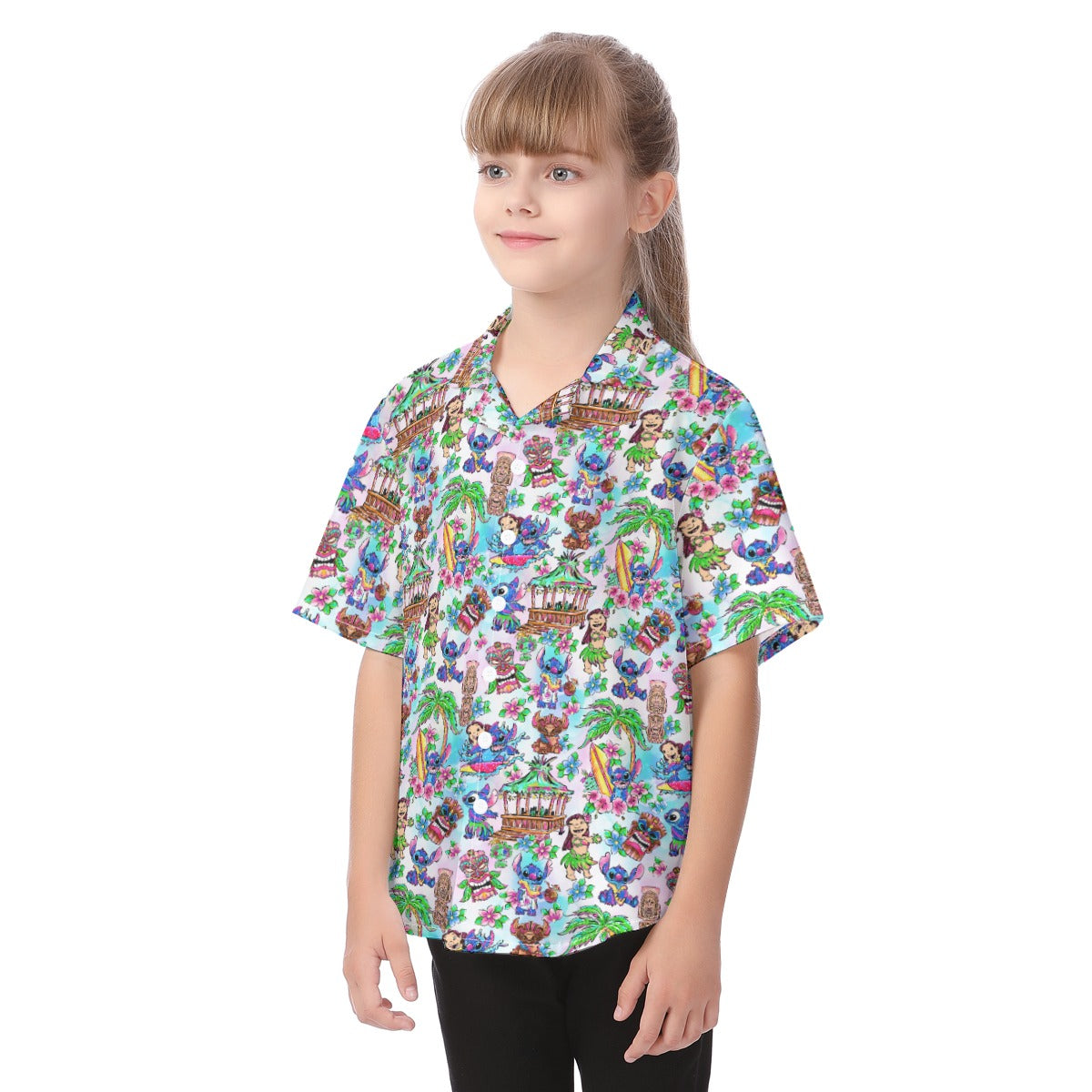 Bright Island Chaos Hand Drawn - Kid's Hawaiian Button Up Shirt