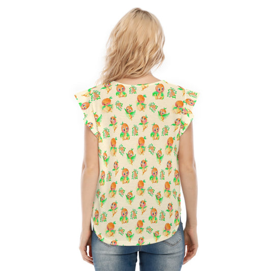 Citrus Charm Bird - Women’s Flutter Sleeve Top