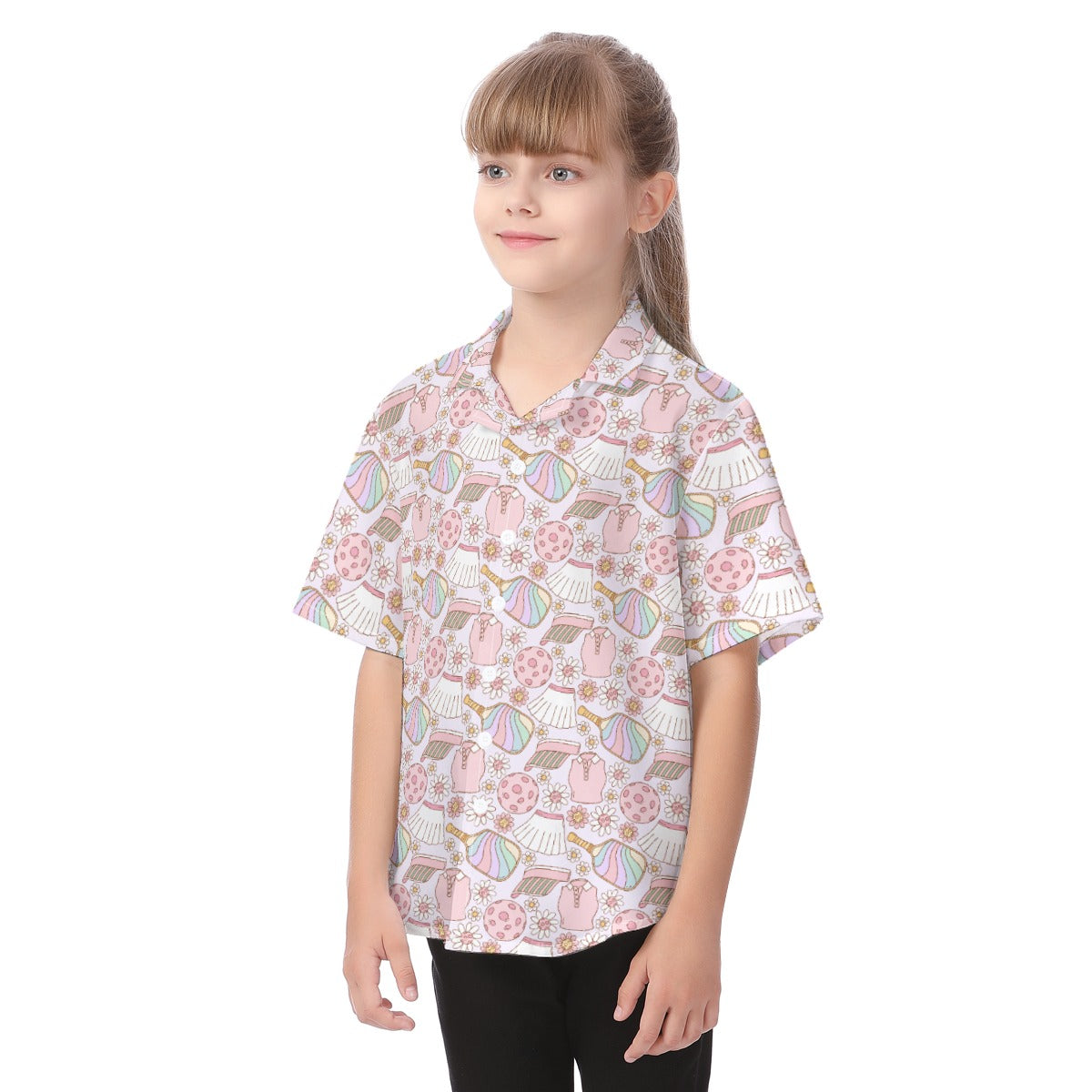 Rainbow Pickleball - Kid's Hawaiian Button Up Shirt