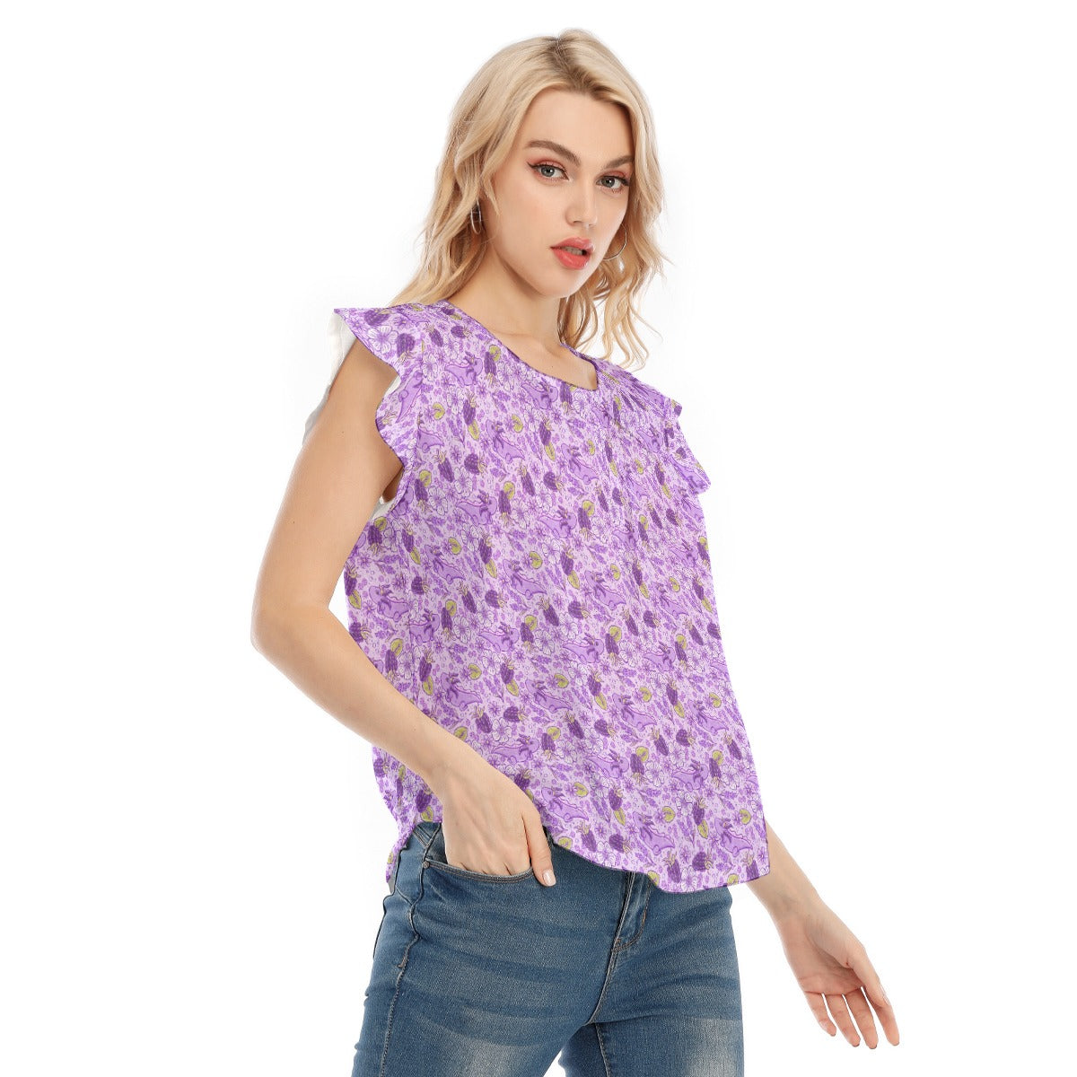 Fruitimals - Blackberry Axolotls - Women’s Flutter Sleeve Top