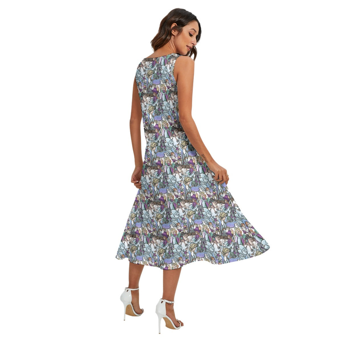 Enchanted Winter Journey - Women’s Diagonal Pocket Midi Dress
