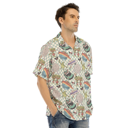 Hand Drawn EC - Men's Hawaiian Button Up Shirt