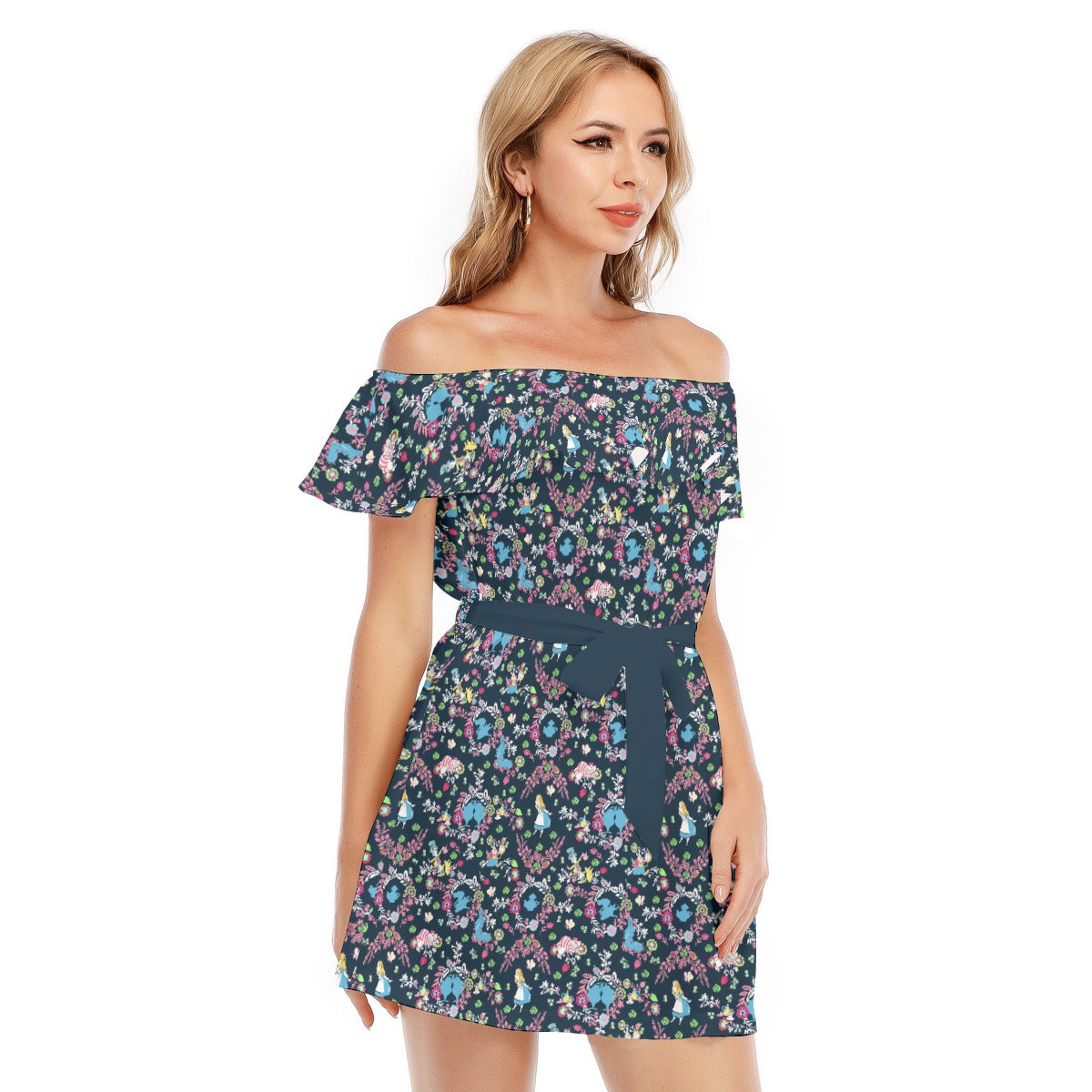 Garden Whimsy - Wonderland Dreams - Women's Off-shoulder Ruffle Dress