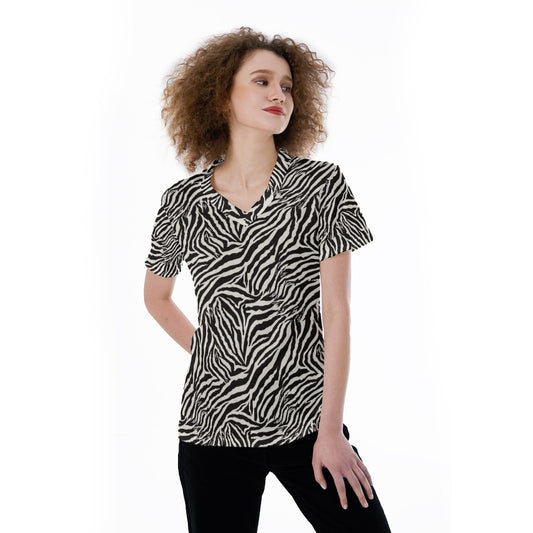 Animal Print - Zebra - Women's Short Sleeve V-Neck T-Shirt