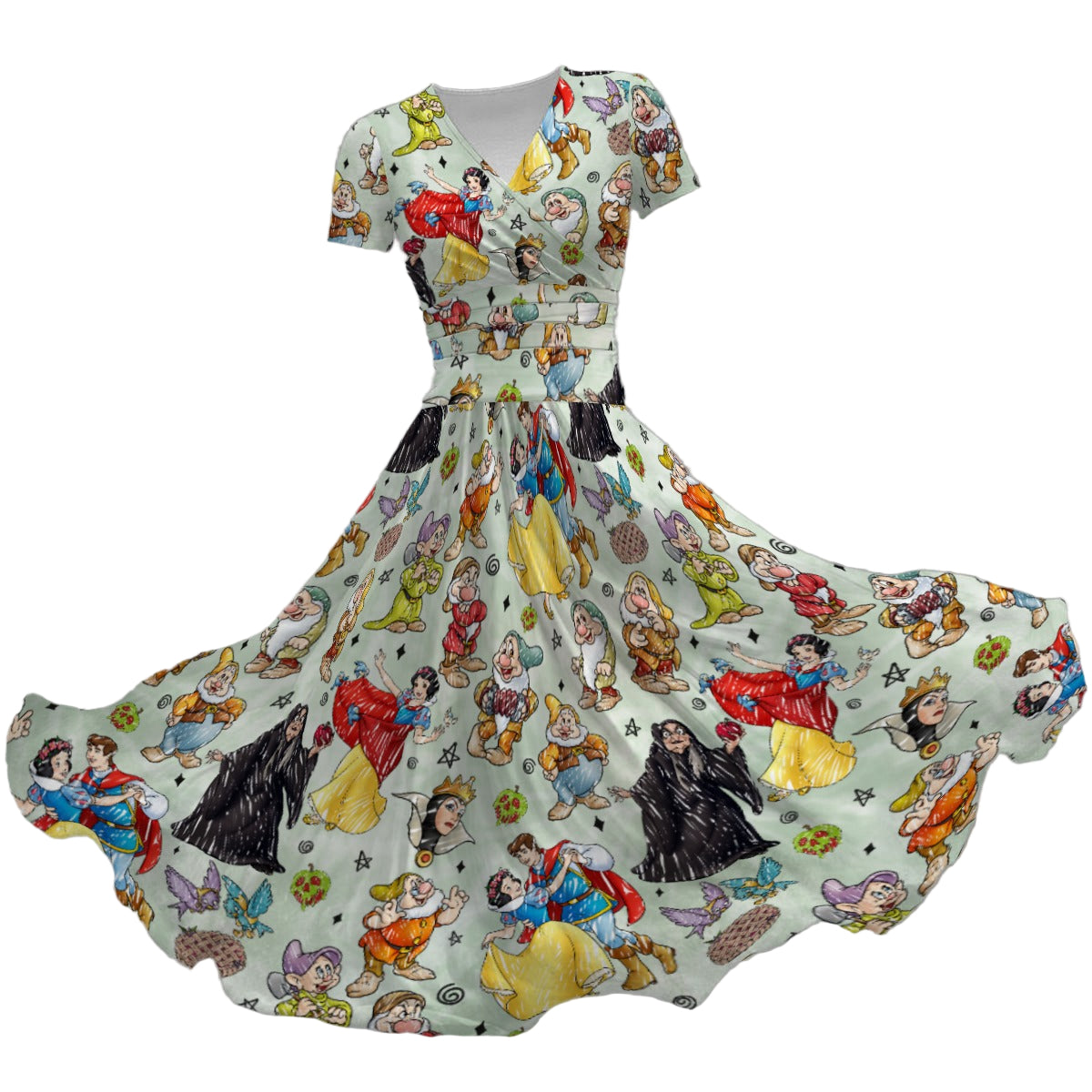 Fairest Crew Sketch - Women's V-Neck Ruched Midi Dress