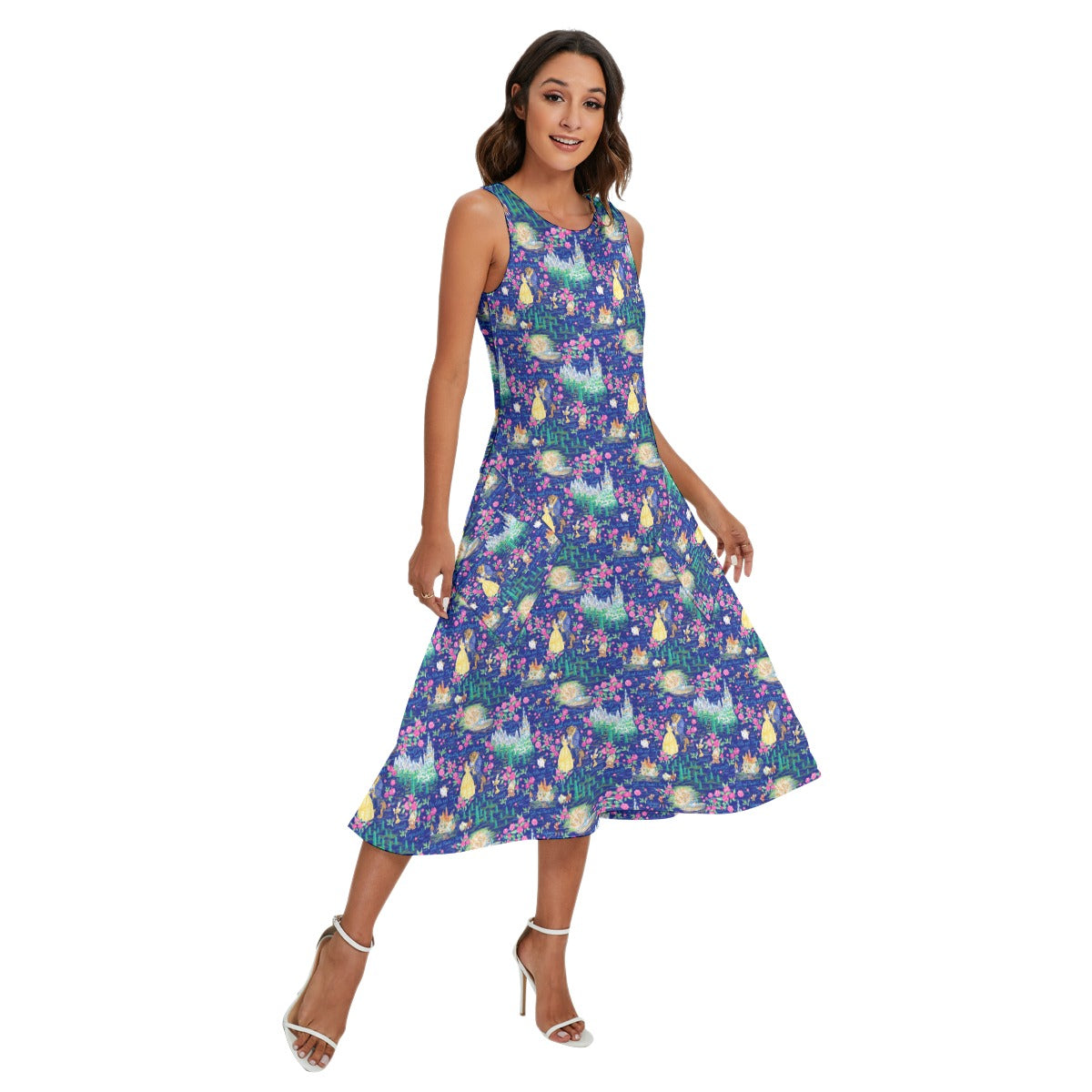 Enchanted Forest Romance - Women’s Diagonal Pocket Midi Dress