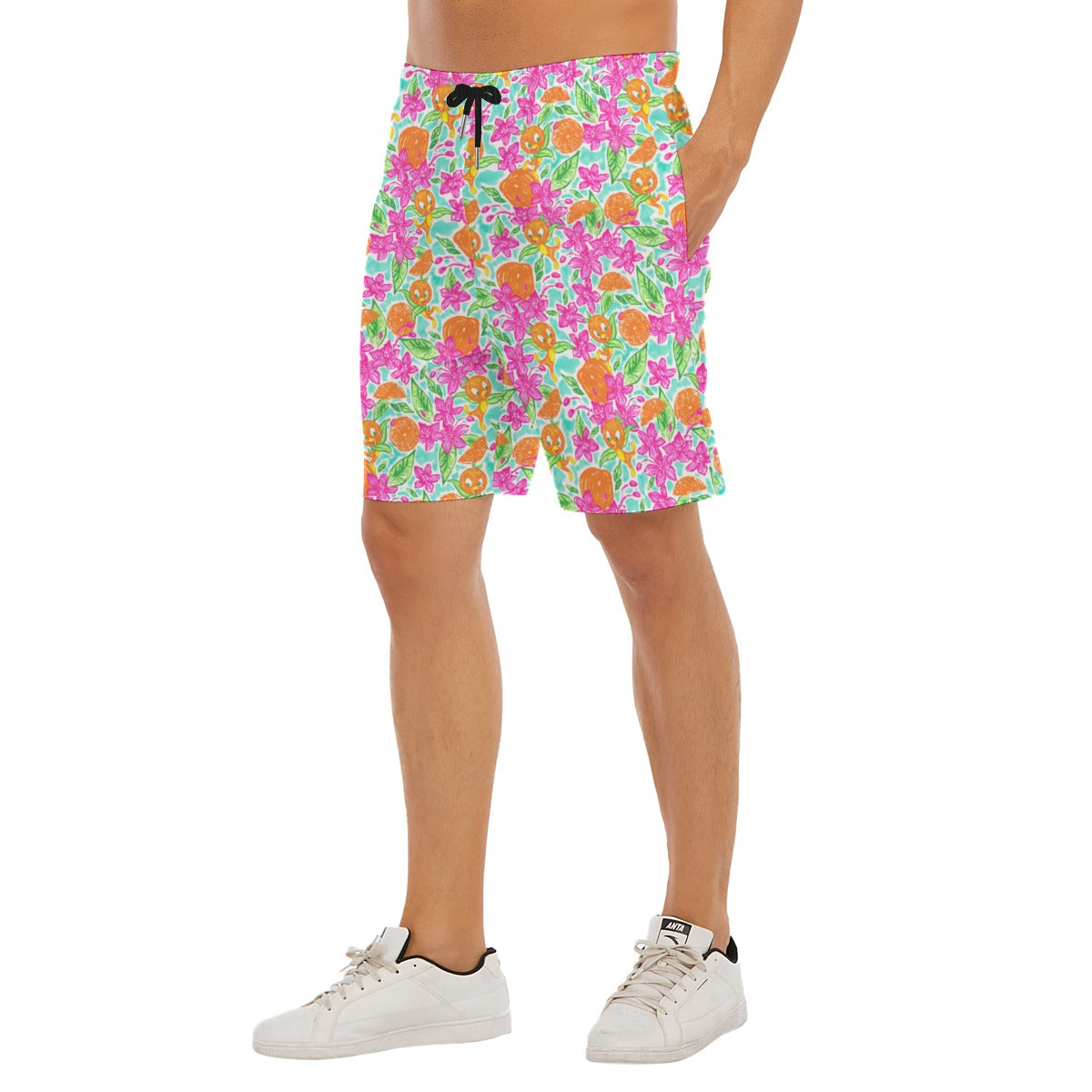 Tropical Citrus Bloom - Men’s Pocket Beach Shorts