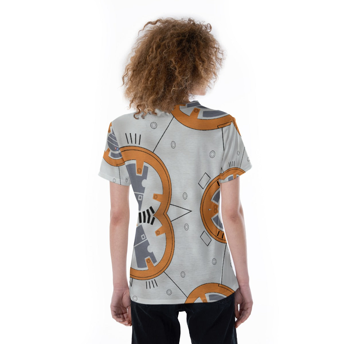 Little Round Droid - Women's Short Sleeve V-Neck T-Shirt