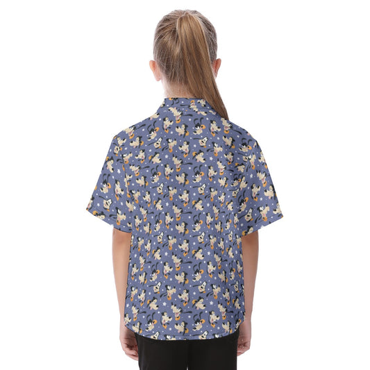 Funny Silly Dog - Kid's Hawaiian Button Up Shirt