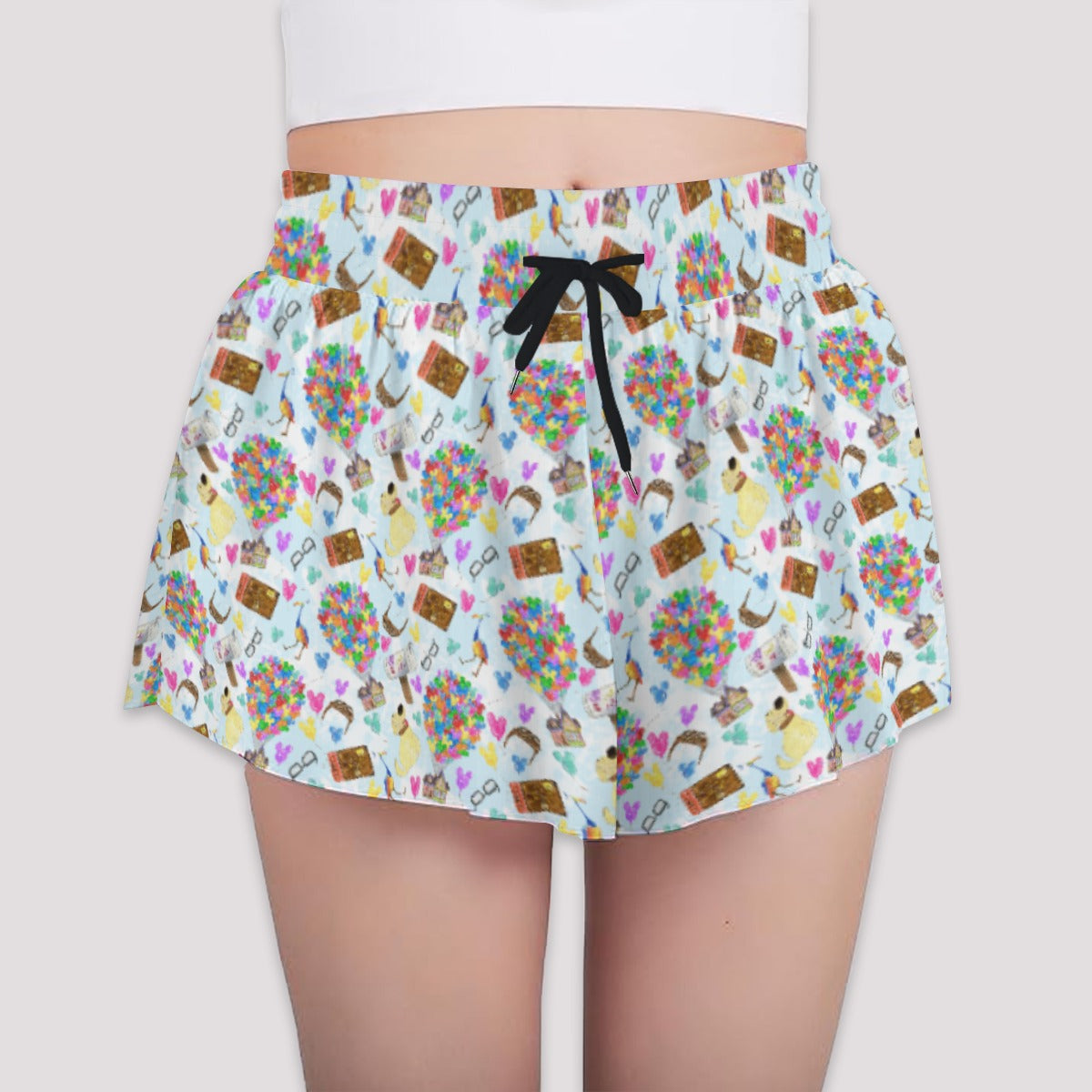 Up Adventure Icons - Girls’ Flowy Pocket Shorts
