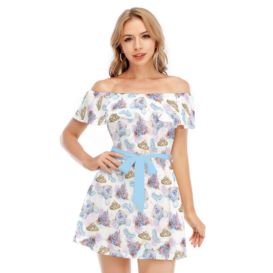 Watercolor Fairytale Fantasy - Women's Off-shoulder Ruffle Dress