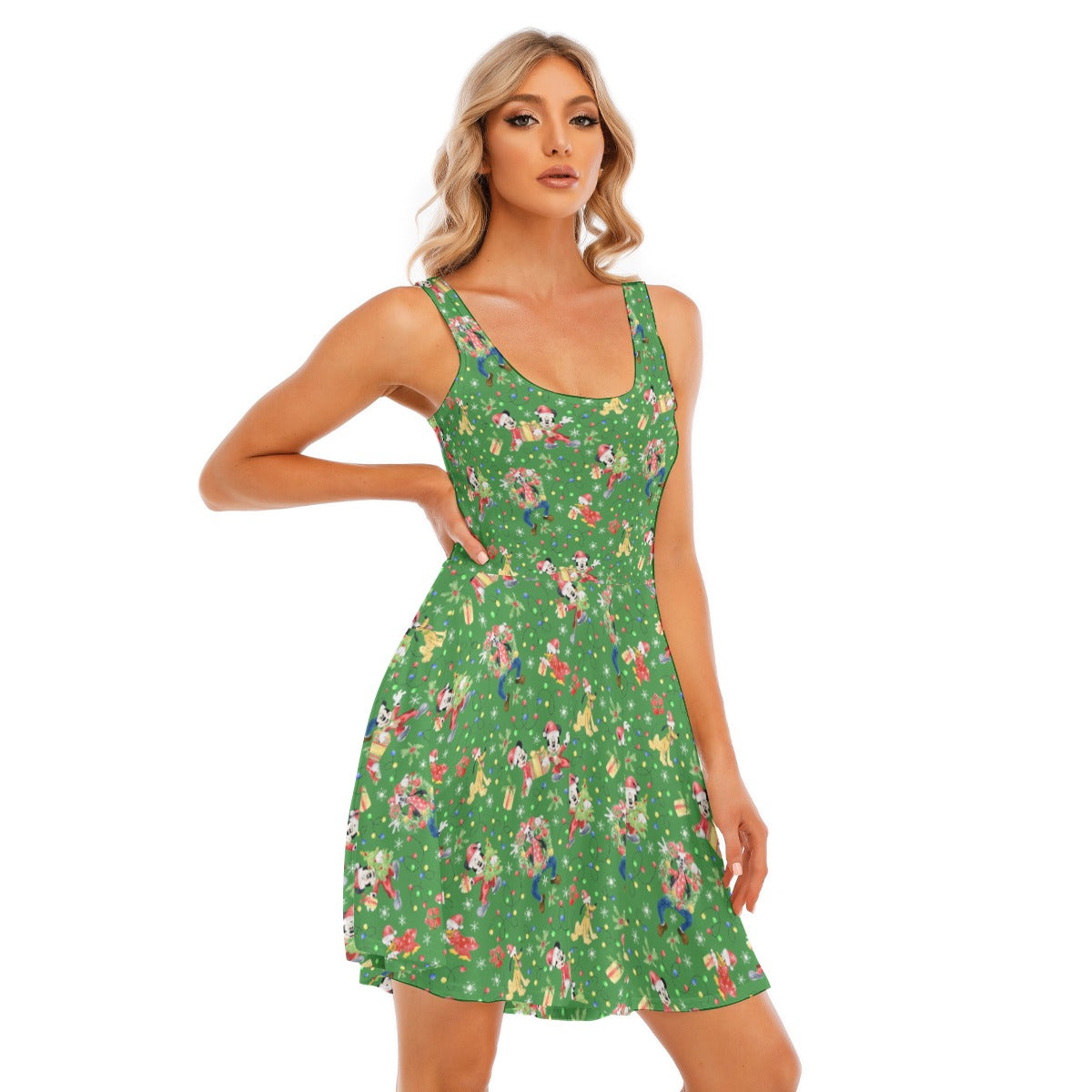 Mouse & Friends Christmas Cheer - Women's Sleeveless Pocket Skater Dress
