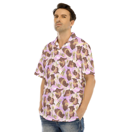 Ballerina Hippos - Men's Hawaiian Button Up Shirt