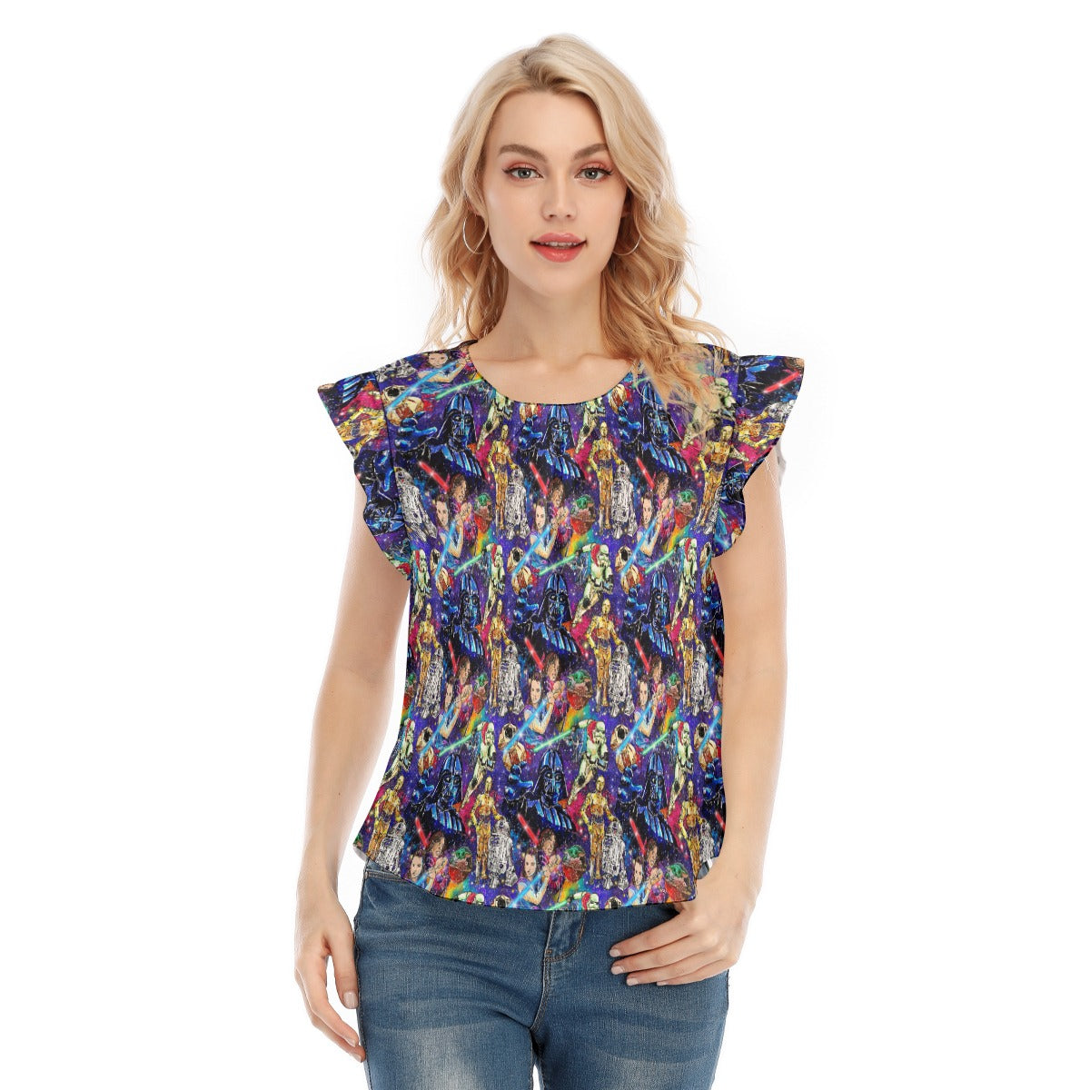 Galaxy Saga - Women’s Flutter Sleeve Top