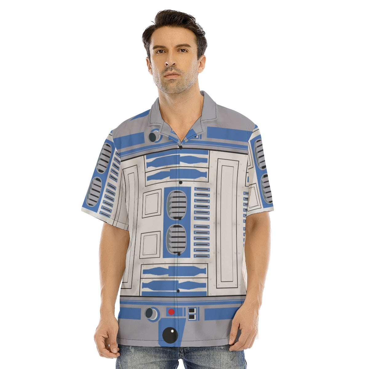 Little Blue Droid - Men's Hawaiian Button Up Shirt