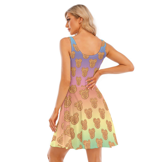 Rainbow Mouse Waffles - Women's Sleeveless Pocket Skater Dress