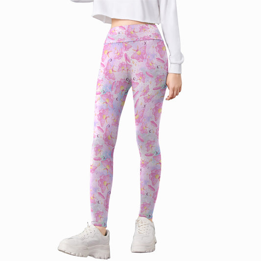 Pink Crystal Lunar Moths - Kid's Leggings