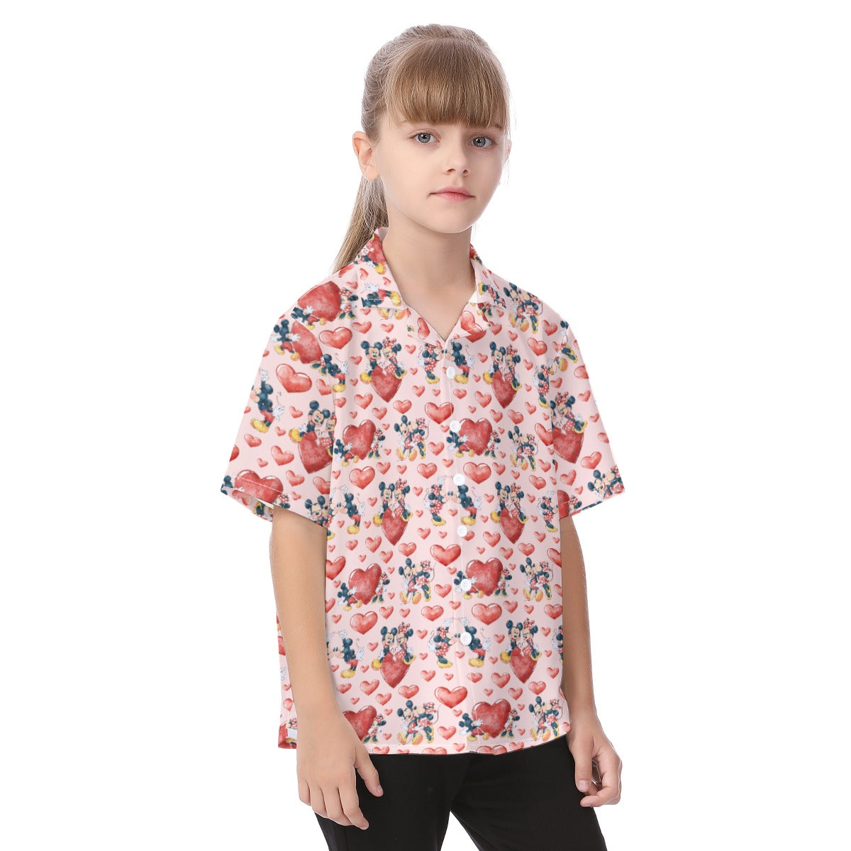 Valentine Mouse Couplennie - Kid's Hawaiian Button Up Shirt