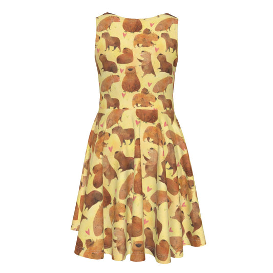 Capybara Love - Kid's Sleeveless Skater Dress