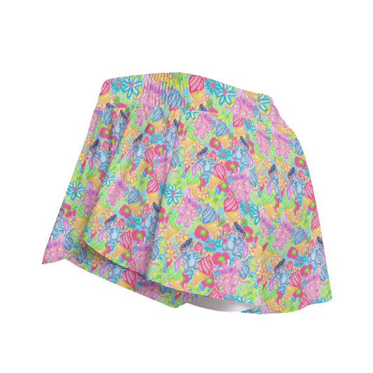Neon Floral Summer Vibes - Women's Flowy Pocket Shorts