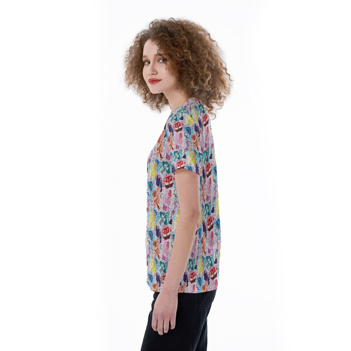 Floral Emotions - Women's Short Sleeve V-Neck T-Shirt