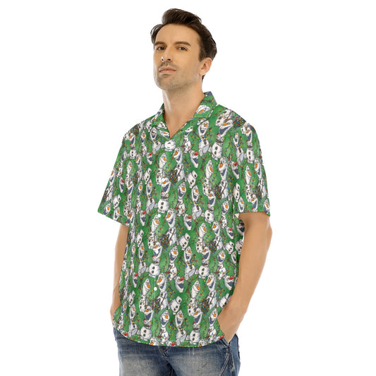 Sketched Snowman Christmas - Men's Hawaiian Button Up Shirt