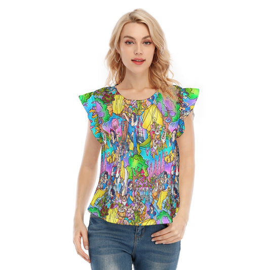 Fairest Princess Storybook Scenes - Women’s Flutter Sleeve Top