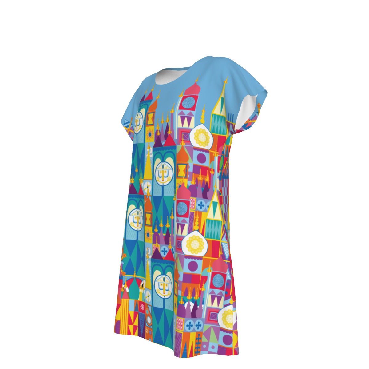 Whimsical World Facade - Women's T-Shirt Dress