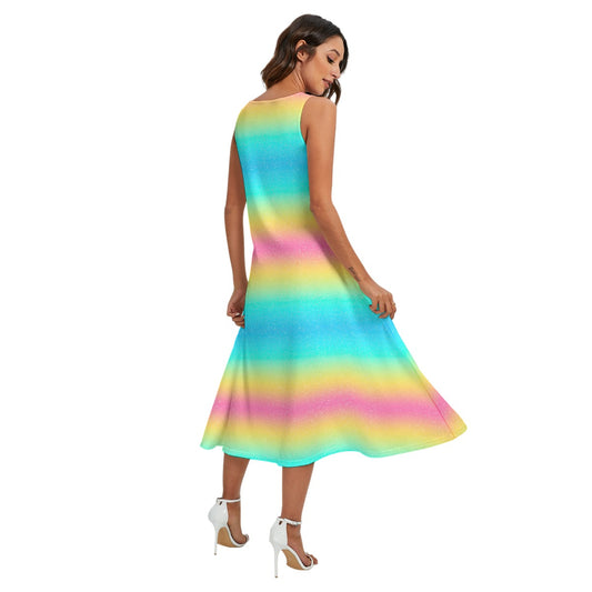 Rainbow Ombre - Women’s Diagonal Pocket Midi Dress